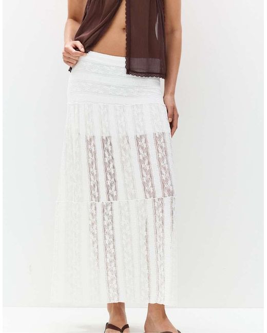 Gonna Midi Bianca A Pannelli di Pull&Bear in White