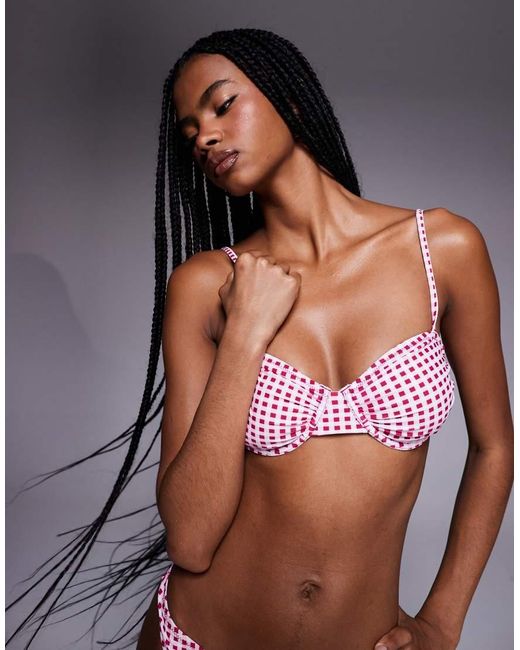 Candypants Pink Gingham Underwire Bikini Top