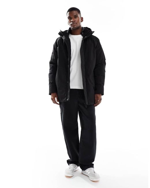 Jack & Jones Black Parka With Fleece Hood for men