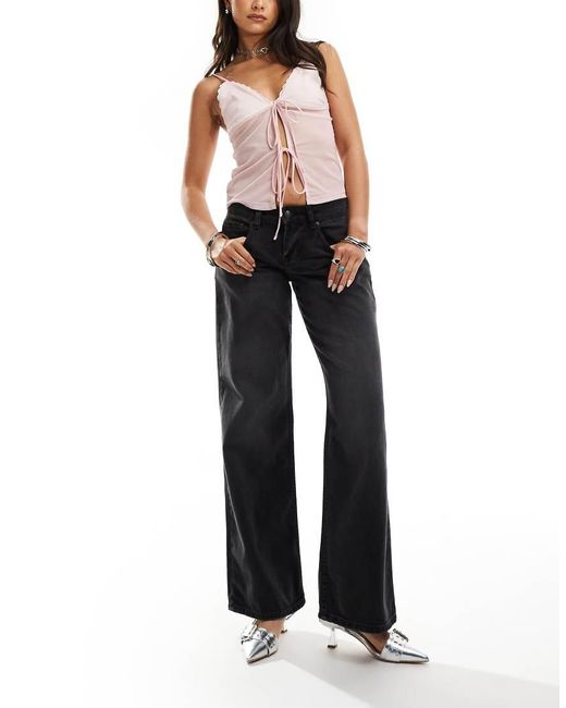 Motel Gray Low Rise Parallel Leg Jeans