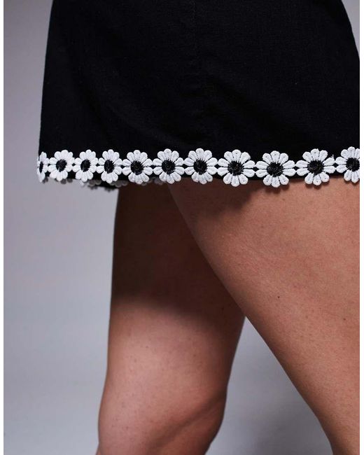 River Island Black Daisy Trim Short Co-Ord