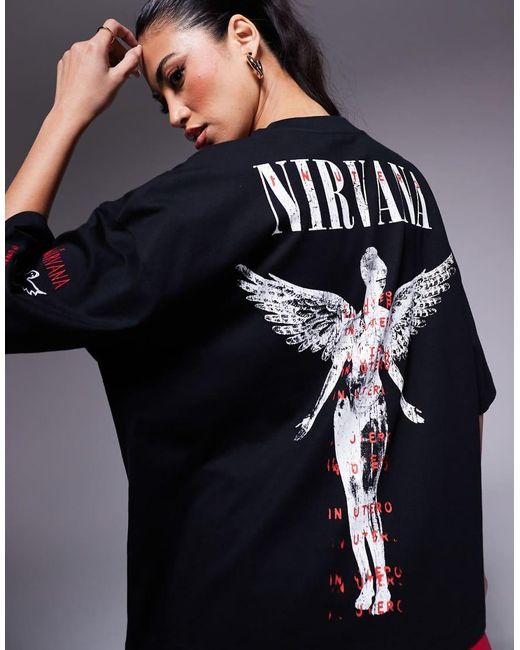 ASOS Black Unisex Boxy Oversized Licensed T-shirt With Nirvana Prints
