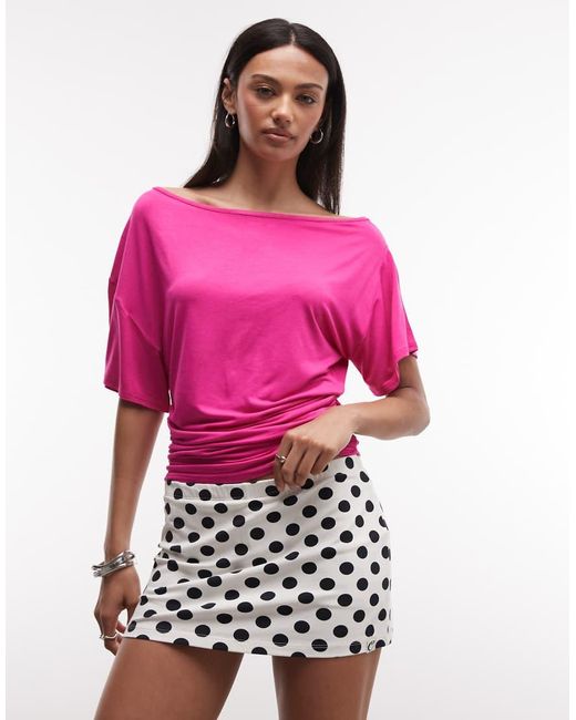 Collusion Pink Polkadot Mini Skort-white