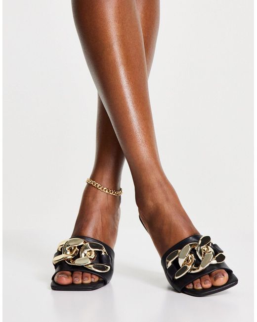 Steve Madden Black Jamilla Heeled Mules With Chain