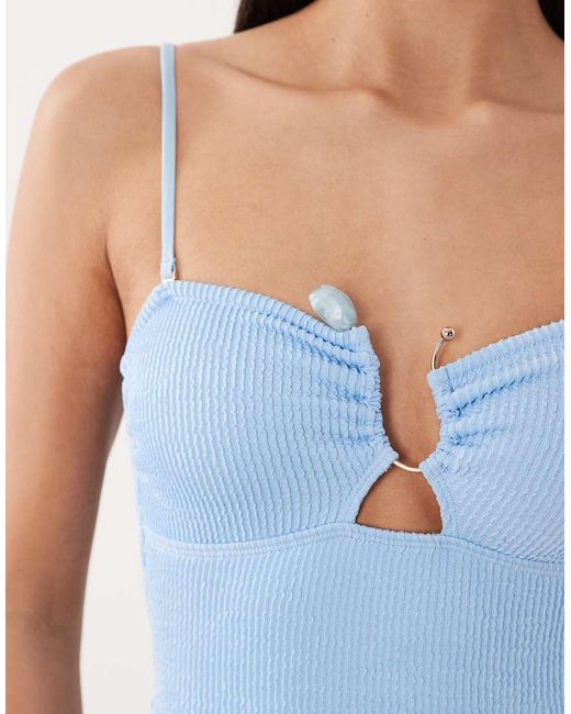 South Beach Blue Bandeau Swimsuit With Cutout Detail