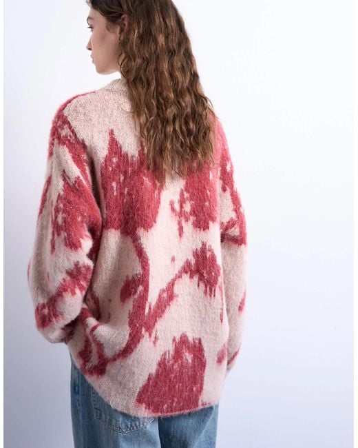 TOPSHOP Knitted Blurred Floral Jumper
