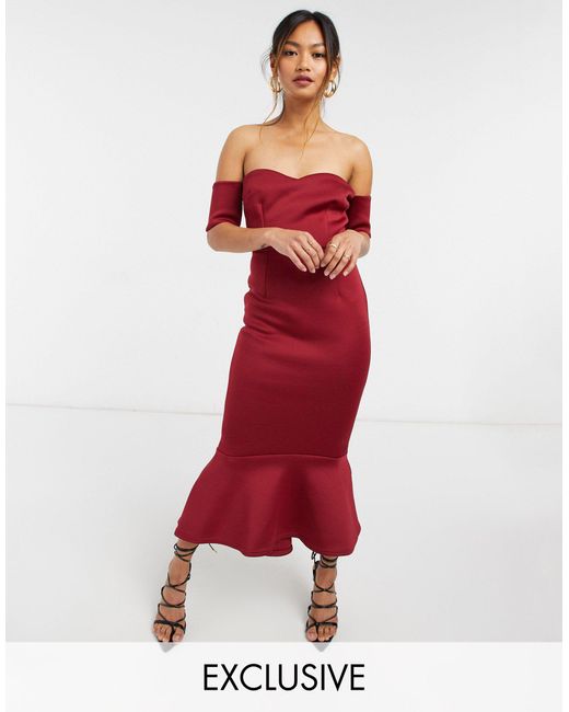plum backless fishtail midi dress