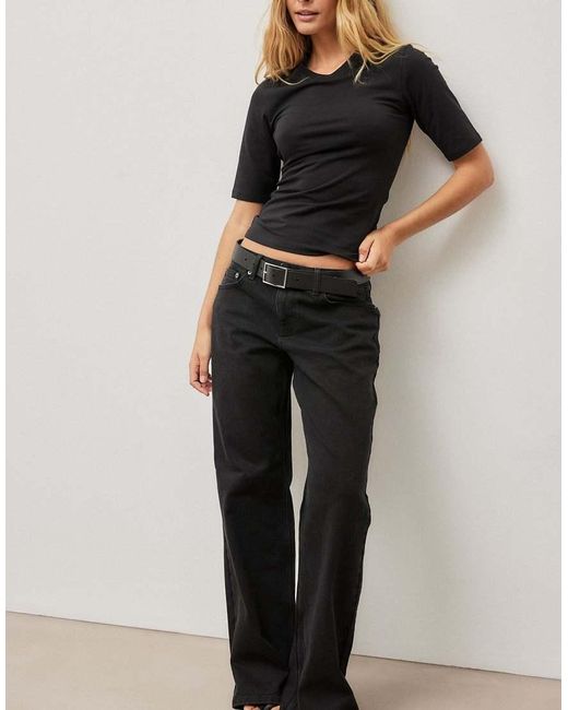 NA-KD Black Longer Sleeved T-Shirt