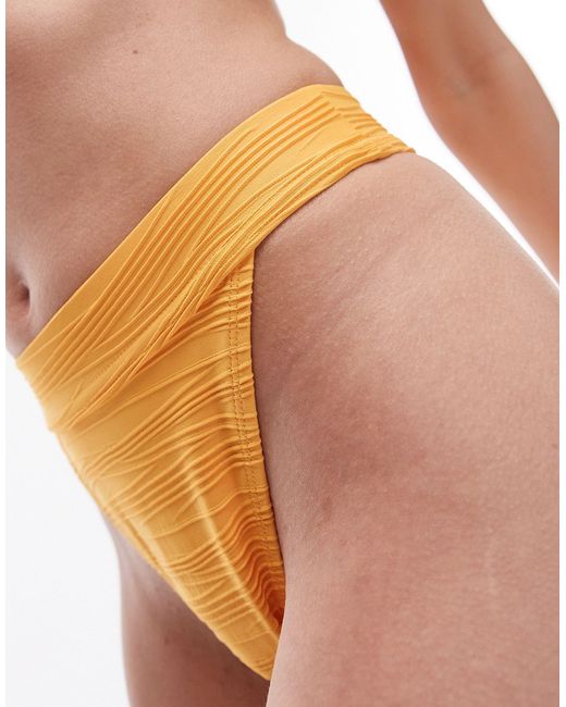 TOPSHOP Orange Textured Tanga High Leg Bikini Bottoms