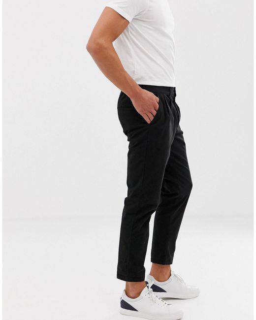 ASOS Denim Cigarette Chinos With Pleats 