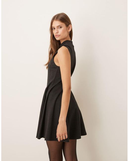 Mango Black Tailored Sleeveless Pleated Mini Dress