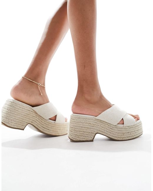 Asos Design Wide Fit White Toy Cross Strap Wedges