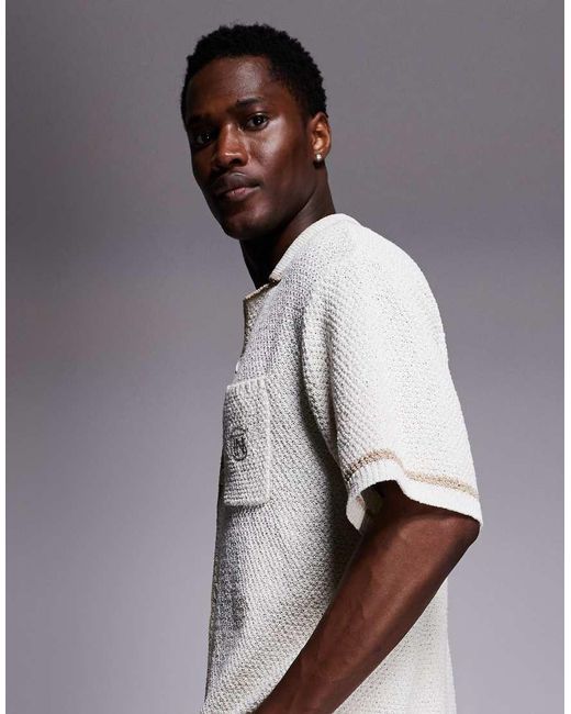 Good For Nothing White Co-ord Knitted Shirt for men
