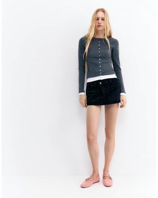 Pull&Bear Gray Soft-Touch Button Jacket