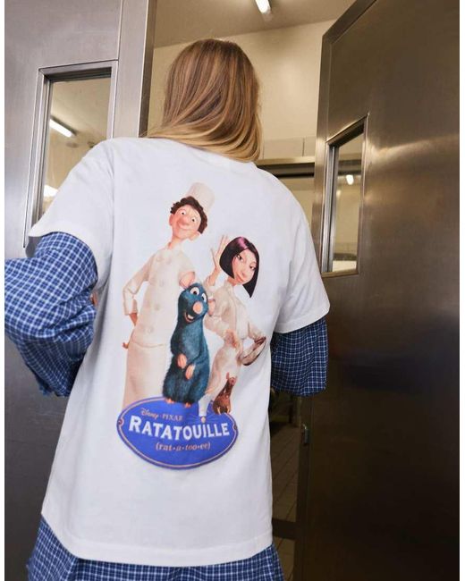 Bershka Blue Ratatouille Short Sleeve Print T-shirt