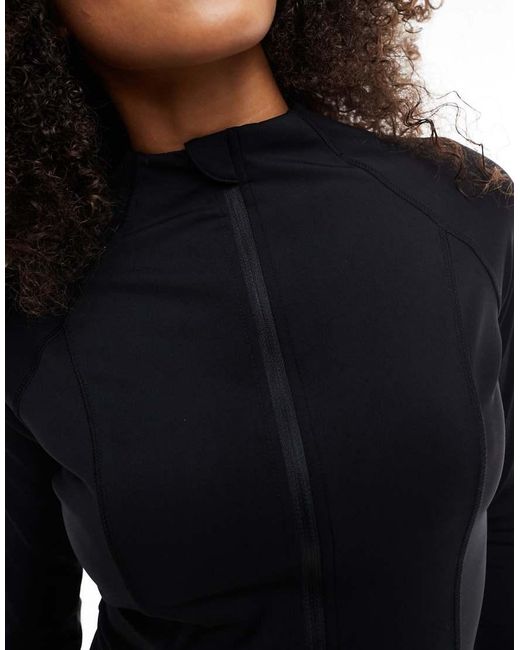 South Beach Black Long Sleeved Zip Up Top