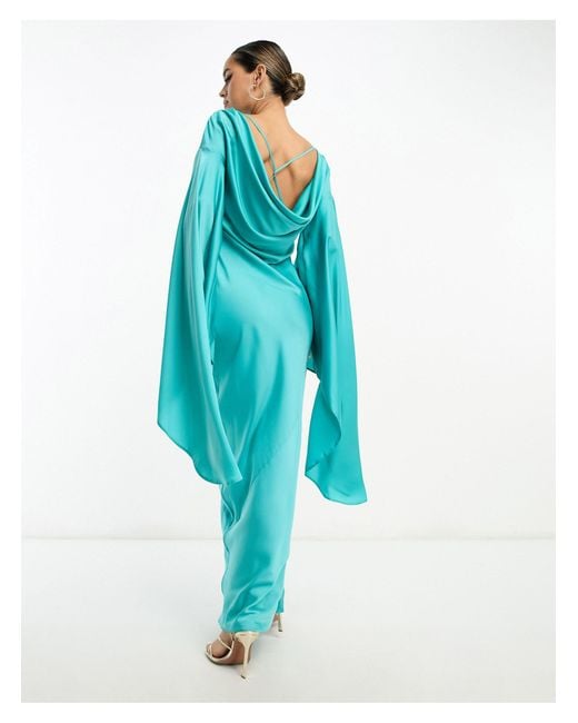 chinese dress ladies Rent Asos Edition Satin Cami Maxi Dress With Drape Detail In Cinnamon Rose main image 1
