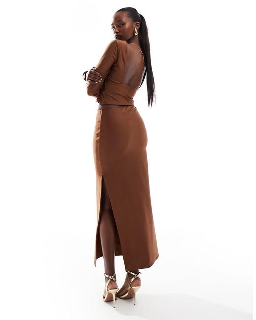 ASOS Brown Co-Ord Disco Midi Skirt