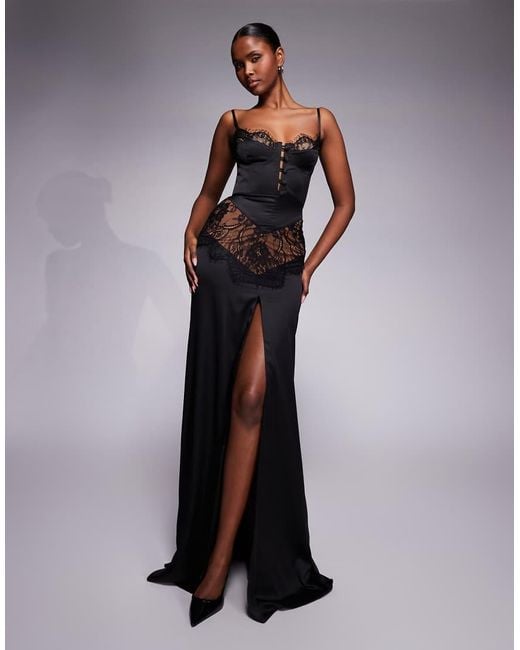 The Dolls House Black Dolce Satin Maxi Dress