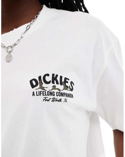 Dickies White Graphic Bird Back Print T-shirt