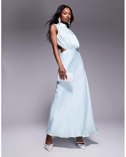 Bardot Gray Open Back High Neck Maxi Dress