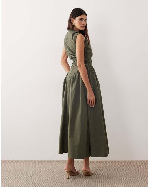 ARRANGE Natural Wrap Drop Waist Maxi Dress