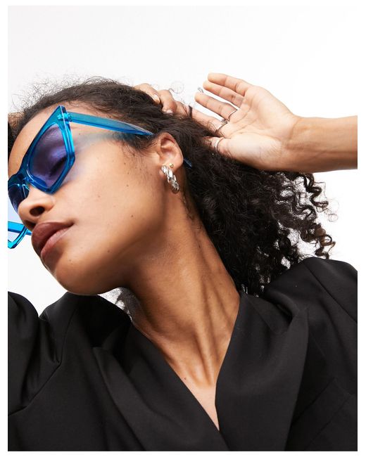 Oversized Angular Cateye Sunglasses in Black | Lyst