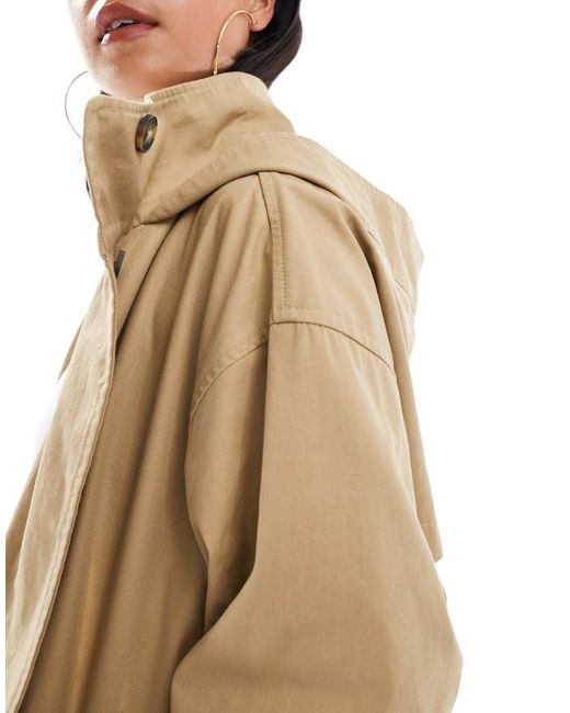 ASOS White Hooded Washed Trench Coat