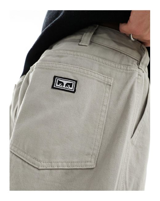 Obey White baggy Cargo Jean for men