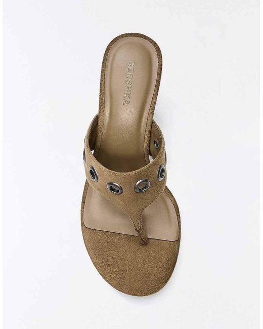 Bershka White Studded Kitten Heel Sandals