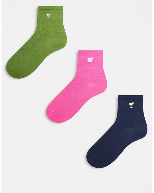 Accessorize Blue – 3er-pack socken mit details im cocktail-look