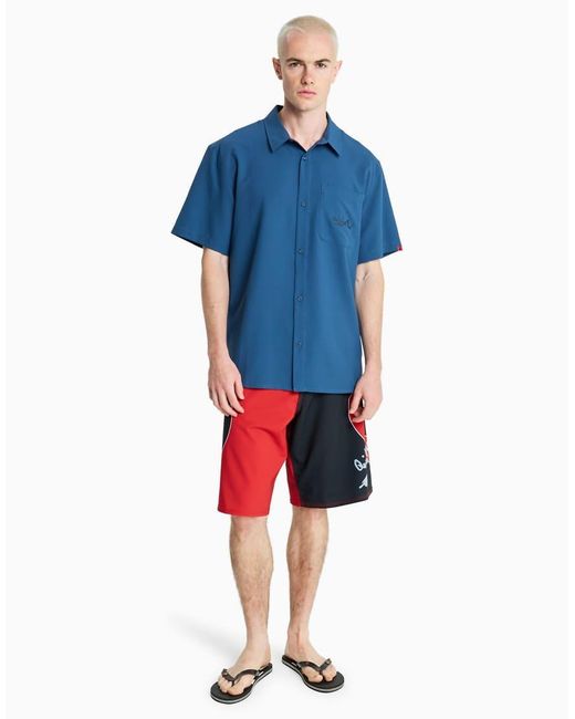 Quiksilver Blue Yg Lithium Short Sleeve Shirt for men