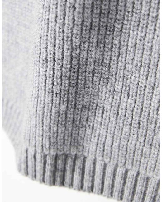 ASOS Gray Super Oversized Boxy Fit Knitted Fisherman Rib Jumper for men