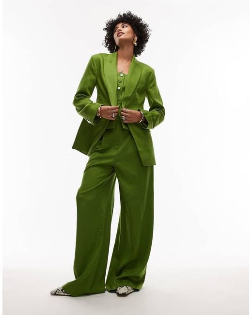 TOPSHOP Green Co Ord Premium Wedding Guest Occasion Blazer
