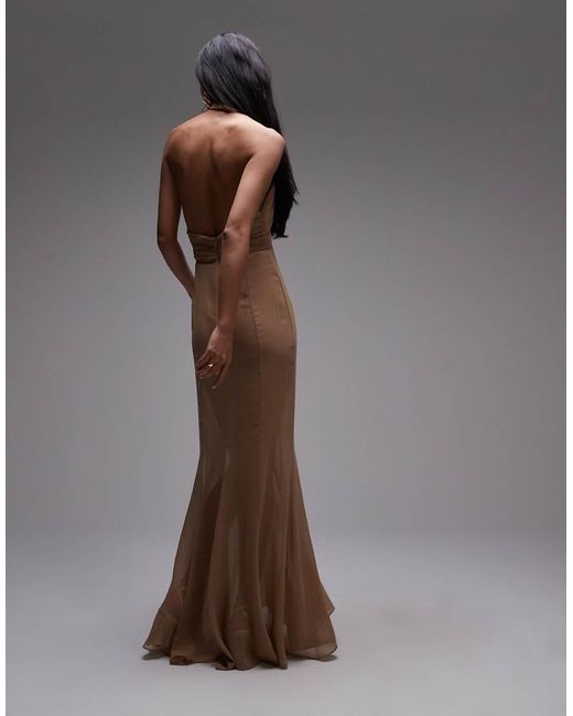 Vestido Largo Con Cuerpo Drapeado De Chifón De X Supriya Lele-Marrón Mango de color Brown