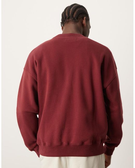 Abercrombie & Fitch Red Elevated Icon Crew Sweatshirt for men
