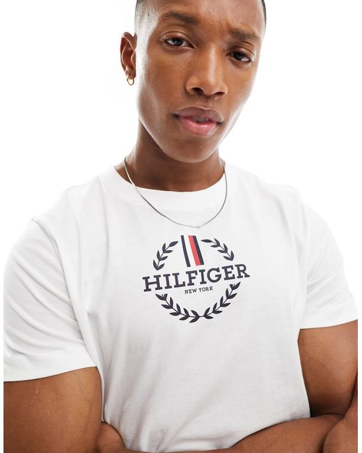 Tommy Hilfiger White Global Stripe Wreath T-shirt for men