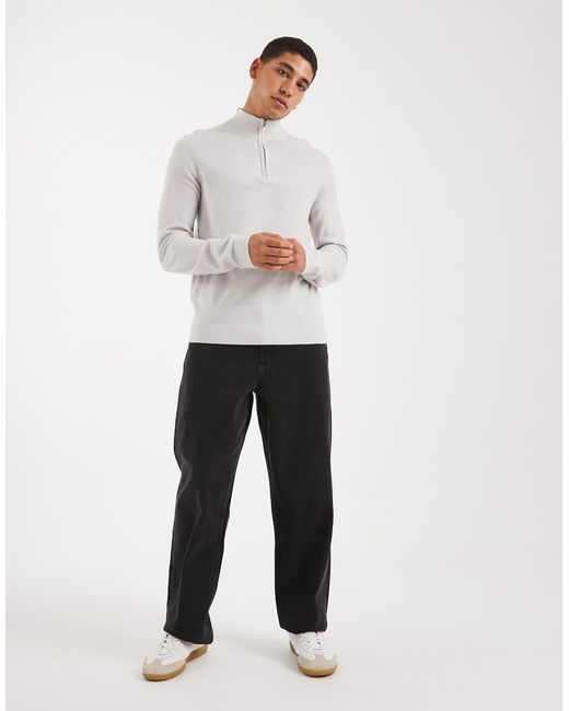 New Look White 1/4 Zip Jumper for men
