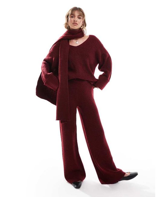 4th & Reckless Red Knitted Wide Leg Trousers Co-Ord