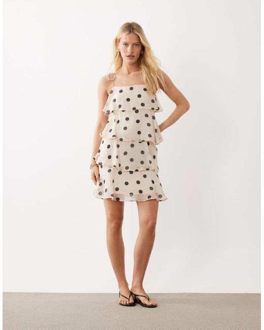 Jdy Natural Tiered Mini Dress