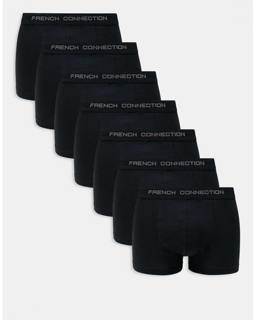 French Connection Black French Connection 7 Pack Boxer Trunks for men