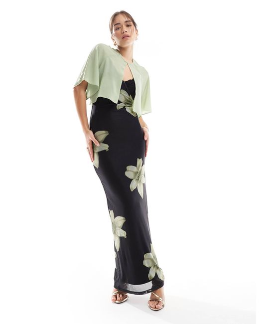 TFNC London Green Bridesmaids Chiffon Mini Cape