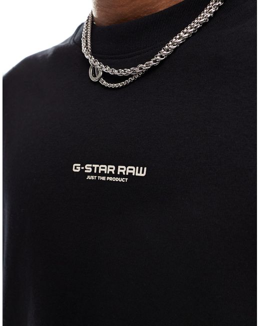 Camiseta negra extragrande con logo en el centro G-Star RAW de hombre de color Black
