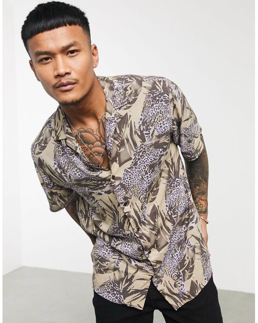 Originals - Chemise manches courtes à imprimé léopard motif palmiers avec  col à revers Jack & Jones pour homme en coloris Neutre | Lyst