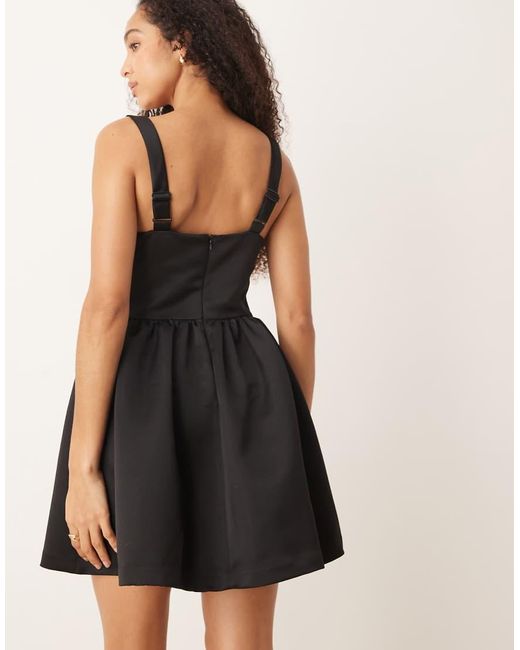 Gina Tricot Black Corset Style Satin Mini Dress