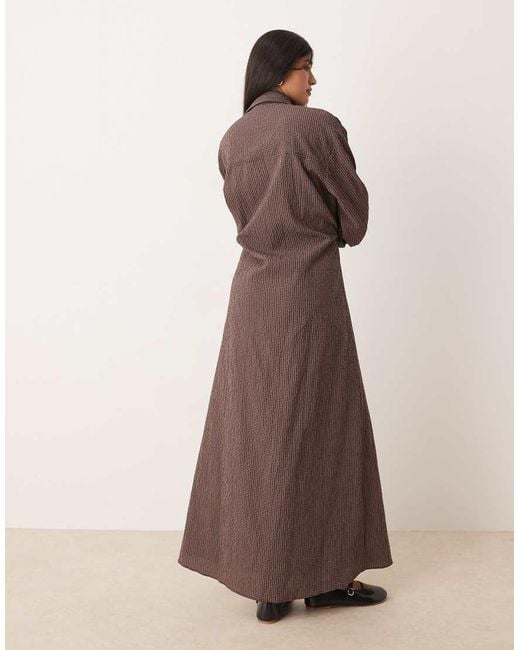 ASOS Brown Maxi Shirt Dress With Cinched Waist Detail