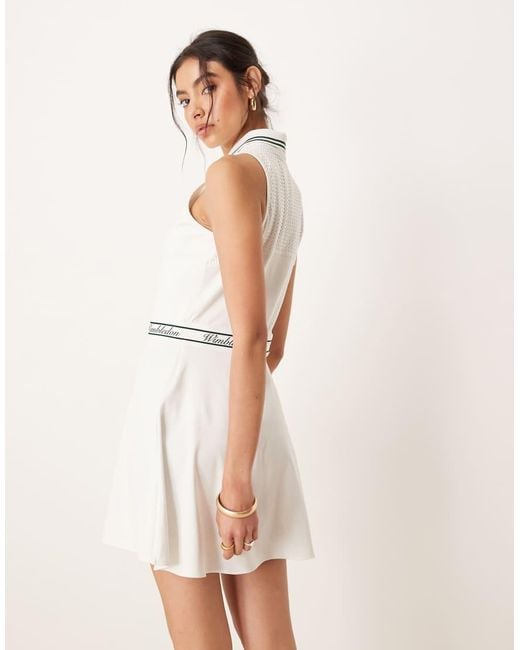 Polo Ralph Lauren Natural Wimbledon Capsule Logo Micro Pleat Tennis Dress