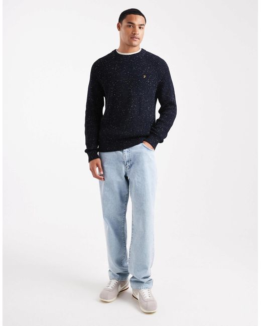 Farah Blue Sage Nepped Knit Jumper for men