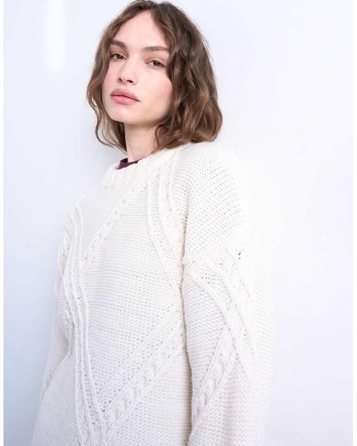 Jersey Con Patrón De Rombos De Punto De -Blanco TOPSHOP de color White