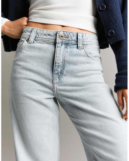 Bershka Blue Petite Baggy Jeans